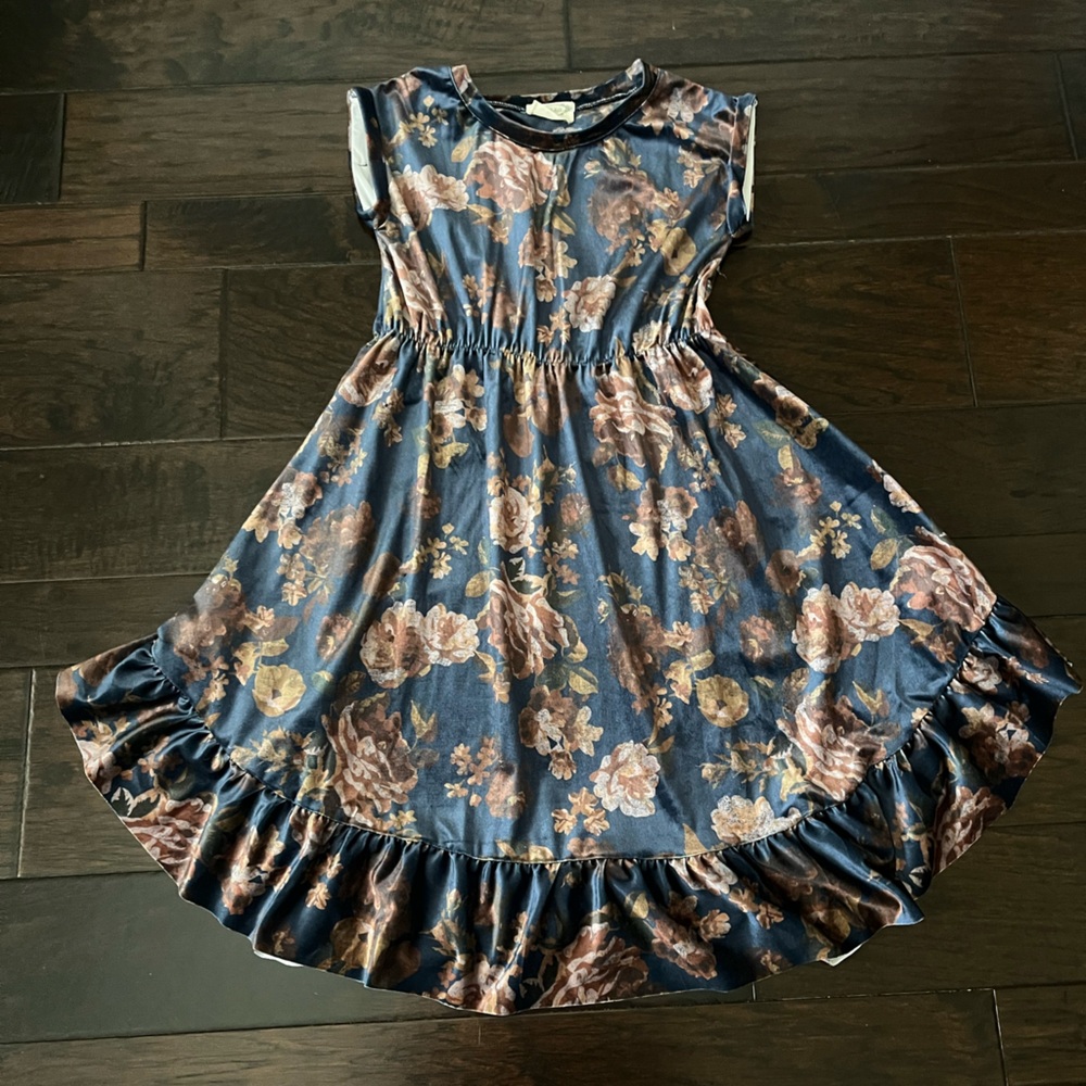 Mia Joy Girls Blue Floral Dress; Size 12